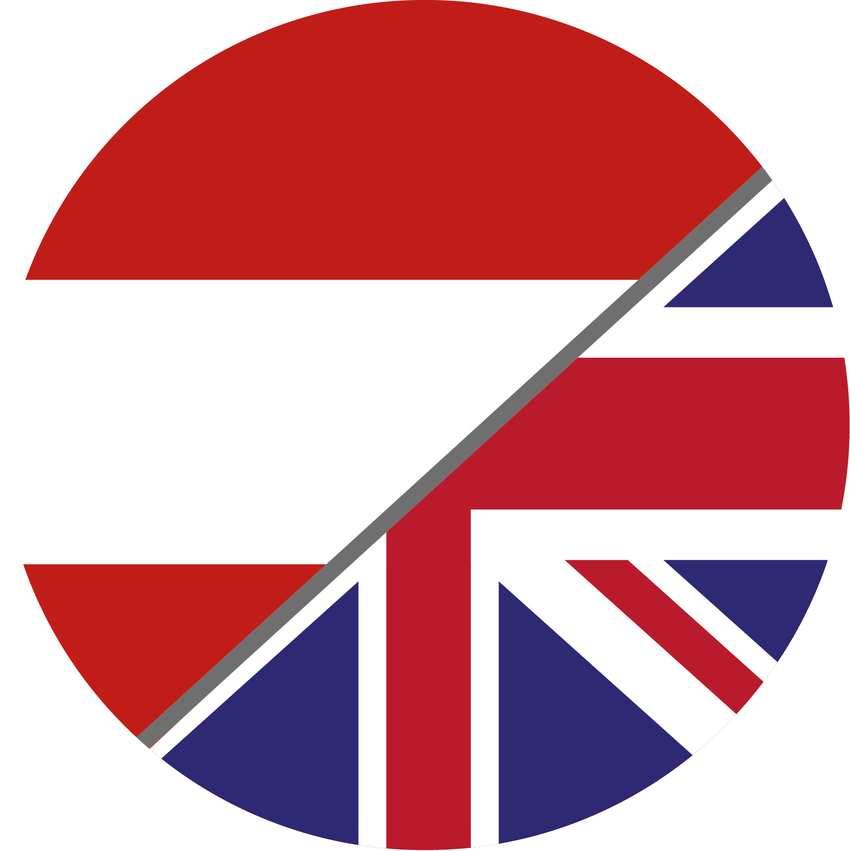 Flagge Österreich England rund mit einem Trennstrich