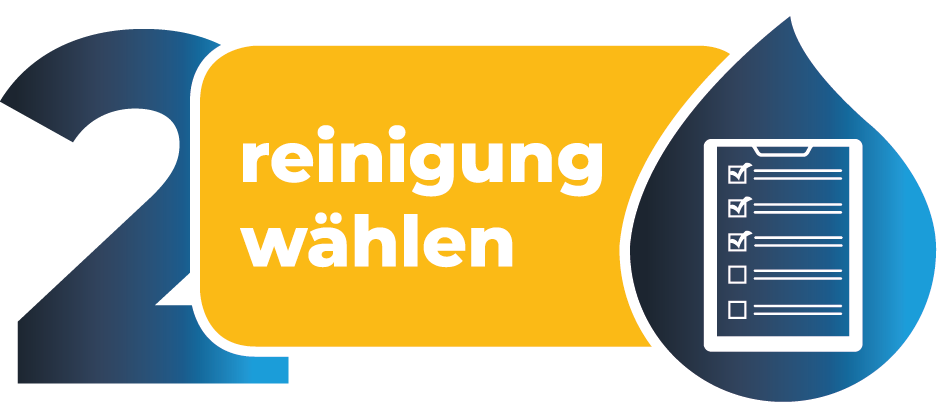 Grafik: Aufzählung Punkt 2: "reinigung wählen"